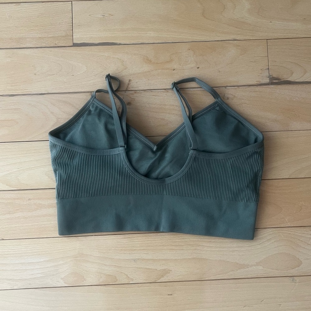 Offline by Aerie Olive Fun Seamless Rib Sports Bra - Picture 2 of 7